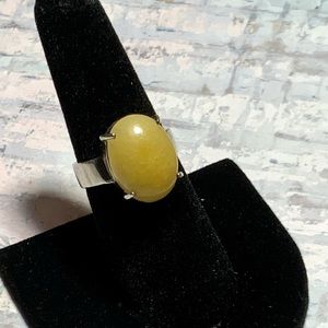Vintage 925 Yellow Jasper Gemstone Ring Sz 6.5